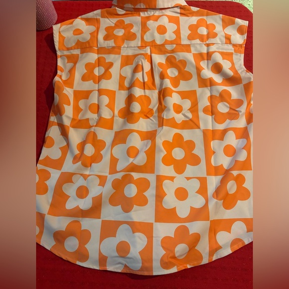 NWT Floral Orange Set. Shirt Buttons Down $ Wide Leg Pant. S, M, L, XL and XXL. - Picture 9 of 16